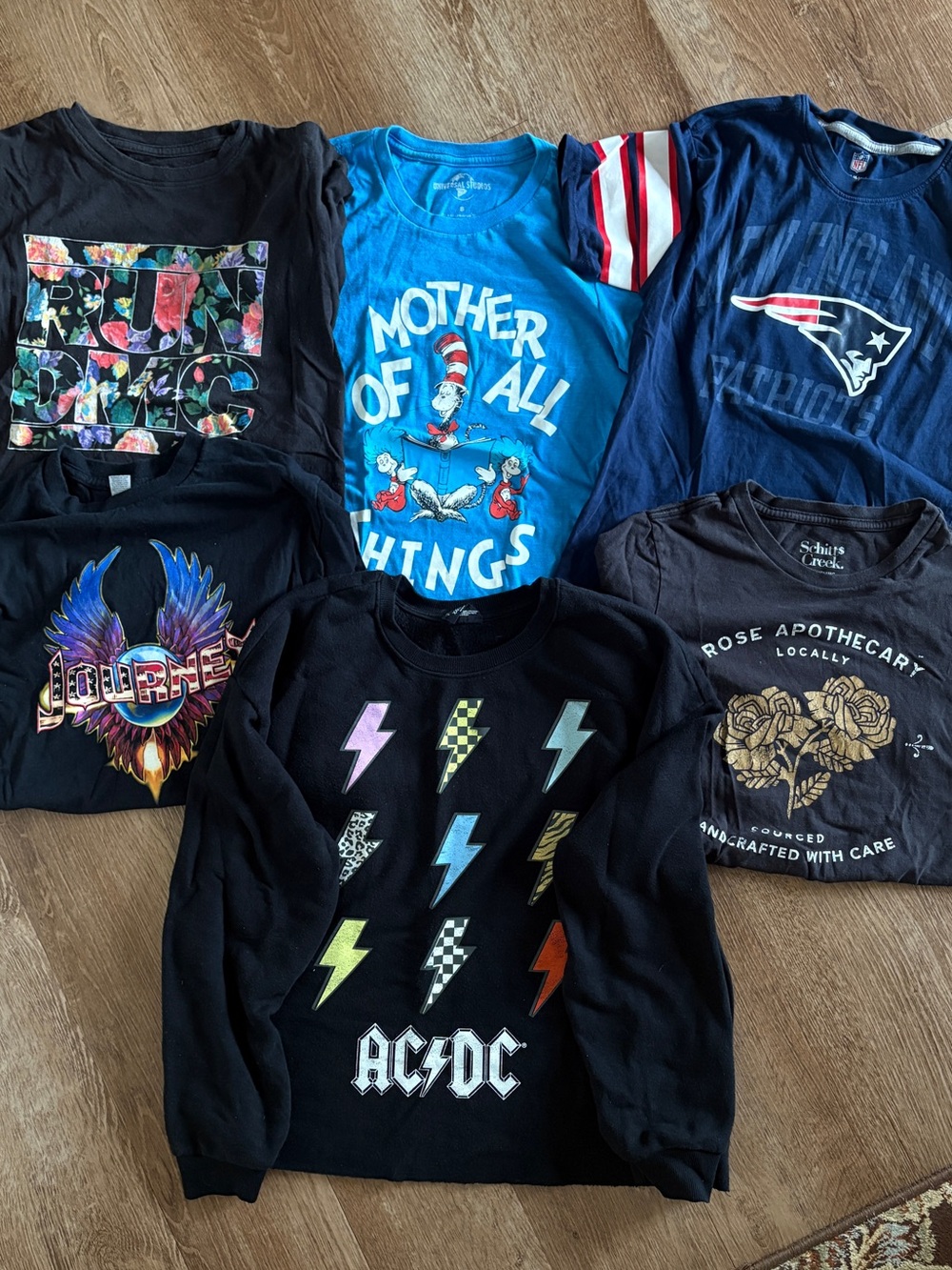 AC/DC , Run DMC , Journey , Patriots , Schitts Creek